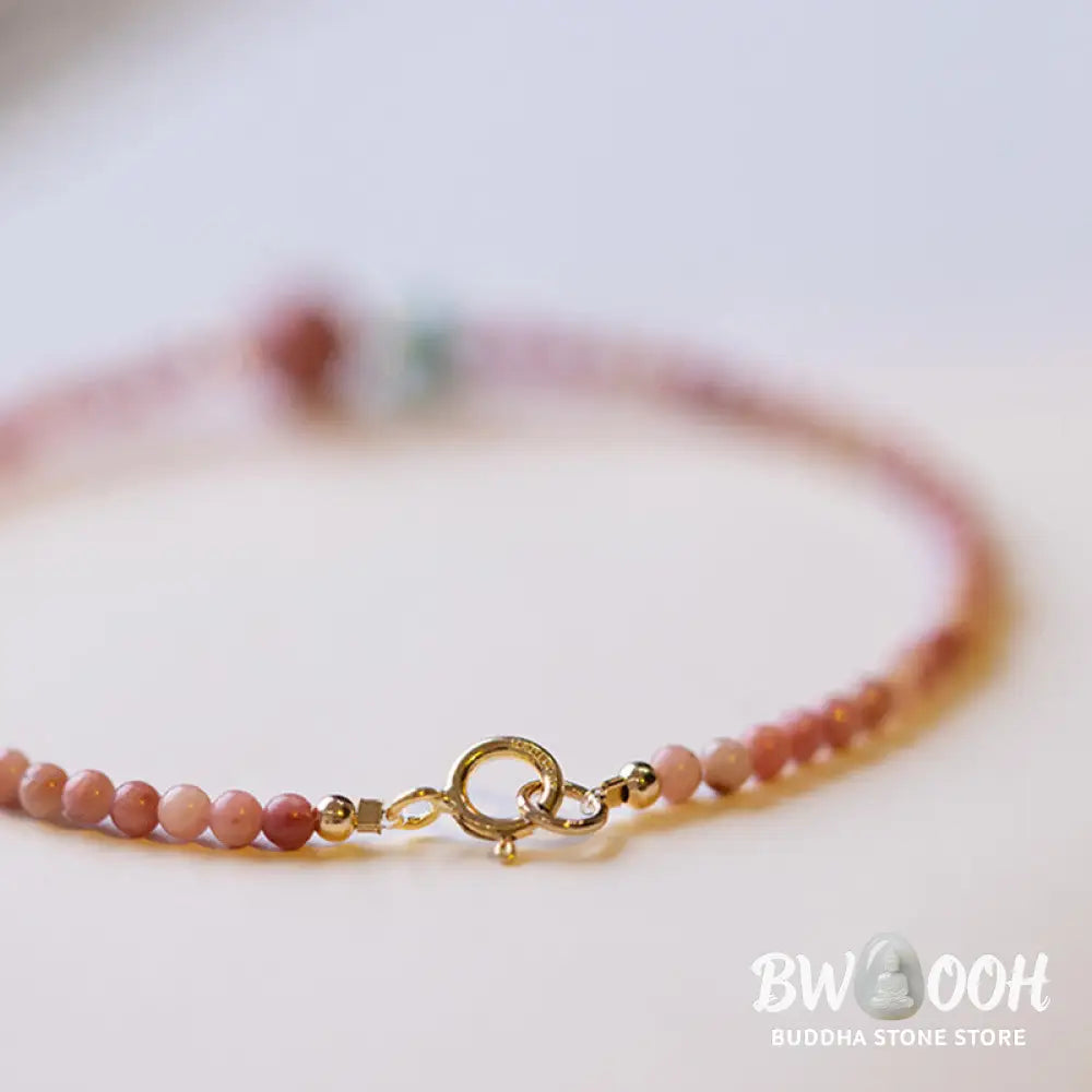Buddha Stones 14K Gold Plated Natural Rhodonite Loving Energy Chain Bracelet - Rhodonite(Loving