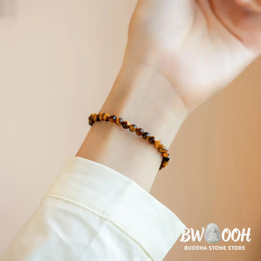 Buddha Stones 14K Gold Plated Natural Tiger Eye Stone Courage Protection Bracelet - BWOOOH - Bracelet