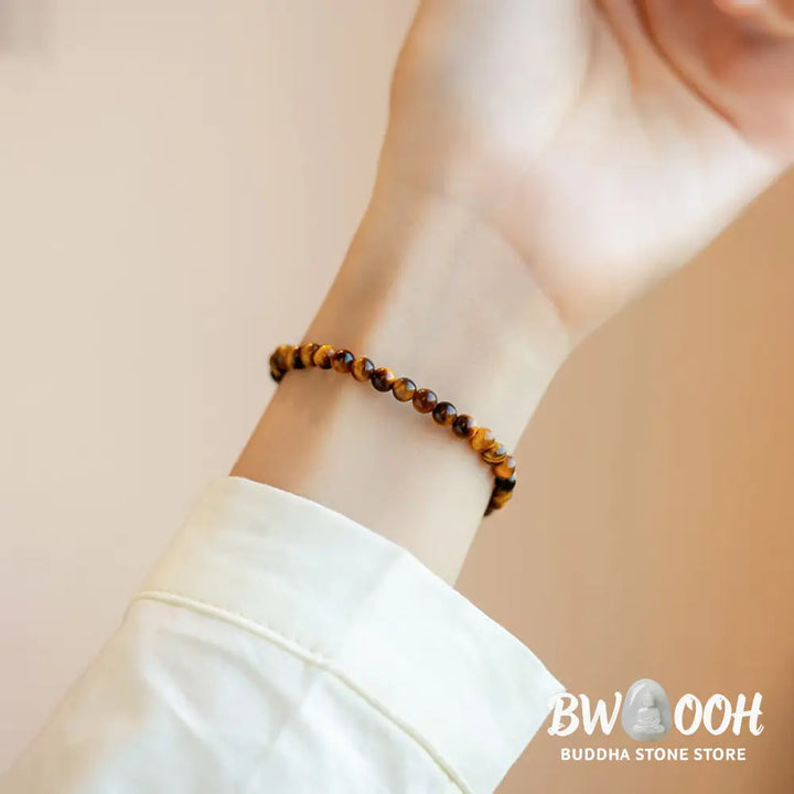 Buddha Stones 14K Gold Plated Natural Tiger Eye Stone Courage Protection Bracelet - BWOOOH - Bracelet