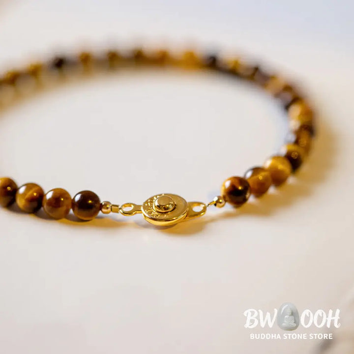 Buddha Stones 14K Gold Plated Natural Tiger Eye Stone Courage Protection Bracelet - BWOOOH - Bracelet