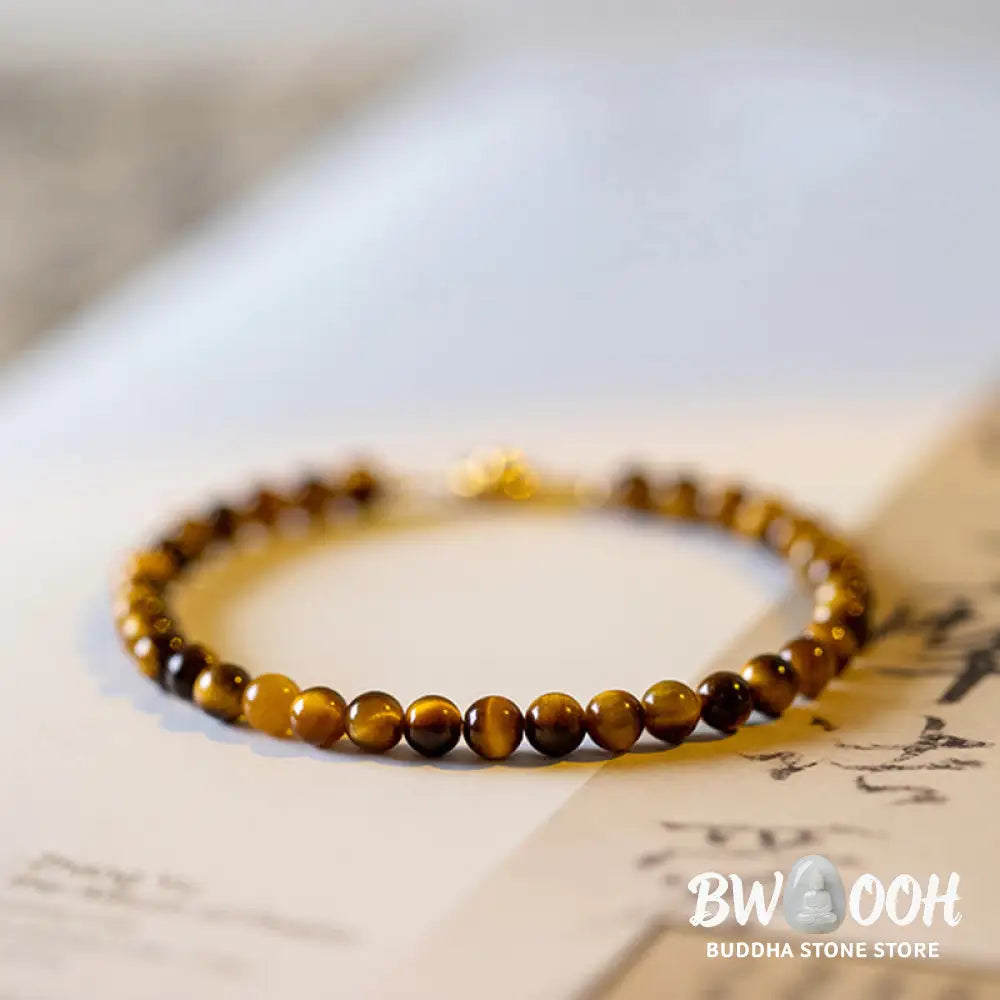 Buddha Stones 14K Gold Plated Natural Tiger Eye Stone Courage Protection Bracelet - BWOOOH - Bracelet