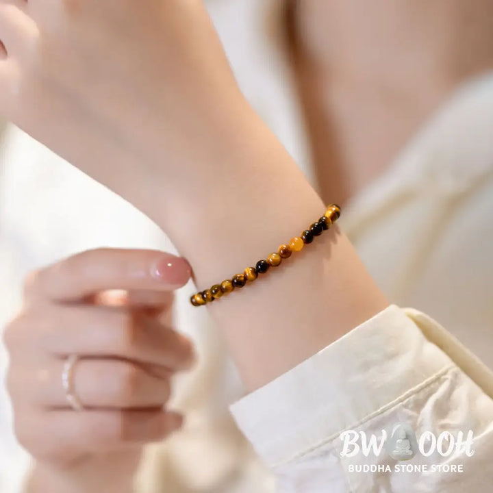 Buddha Stones 14K Gold Plated Natural Tiger Eye Stone Courage Protection Bracelet - BWOOOH - Bracelet