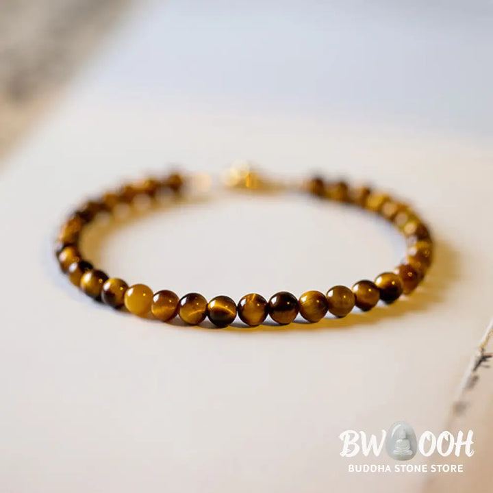 Buddha Stones 14K Gold Plated Natural Tiger Eye Stone Courage Protection Bracelet - BWOOOH - Bracelet