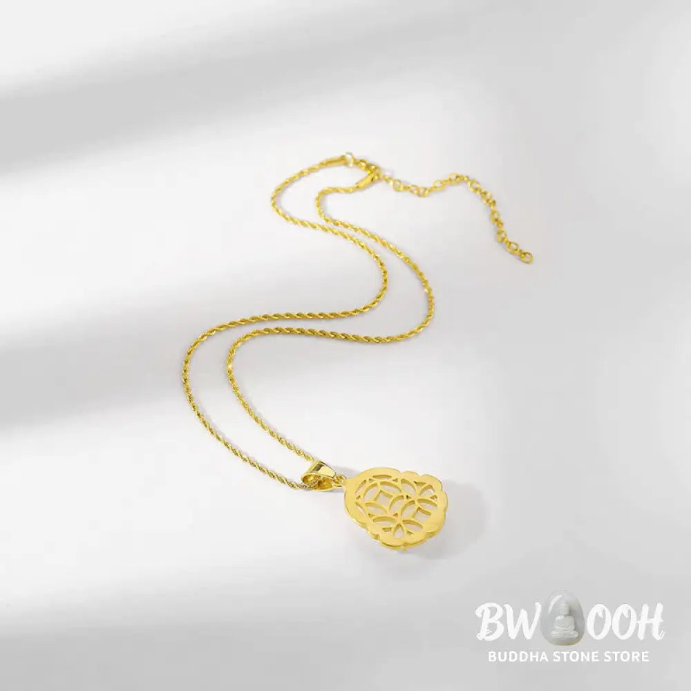 Buddha Stones 18K Gold Filled Laughing Buddha Jade Luck Necklace Chain Pendant - BWOOOH - Necklaces &amp; Pendants