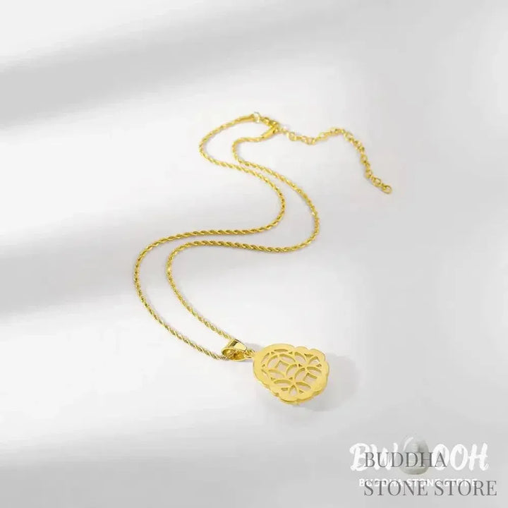 BWOOOH 18K Gold Filled Laughing Buddha Jade Luck Necklace Chain Pendant. Features a polished green jade Laughing Buddha figurine on an 18K gold-filled chain, adorned with a rhinestone accent. This spiritual jewelry piece symbolizes prosperity and happiness, measuring 45+7cm length with a 3.6*2.8cm pendant. - View 8