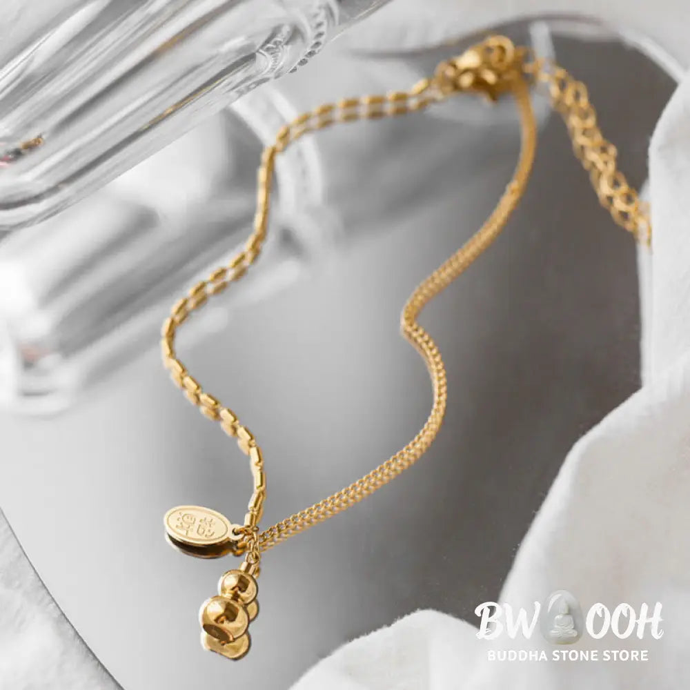 Buddha Stones 18k Gold Plated Copper Lucky Gourd Design Wealth Buckle Anklet - 21-27cm - Anklet