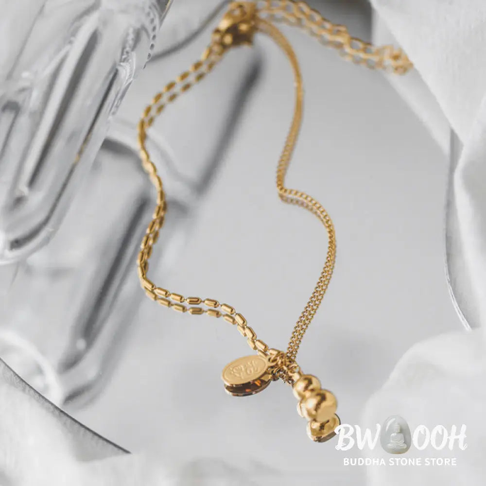 Buddha Stones 18k Gold Plated Copper Lucky Gourd Design Wealth Buckle Anklet - 21-27cm - Anklet