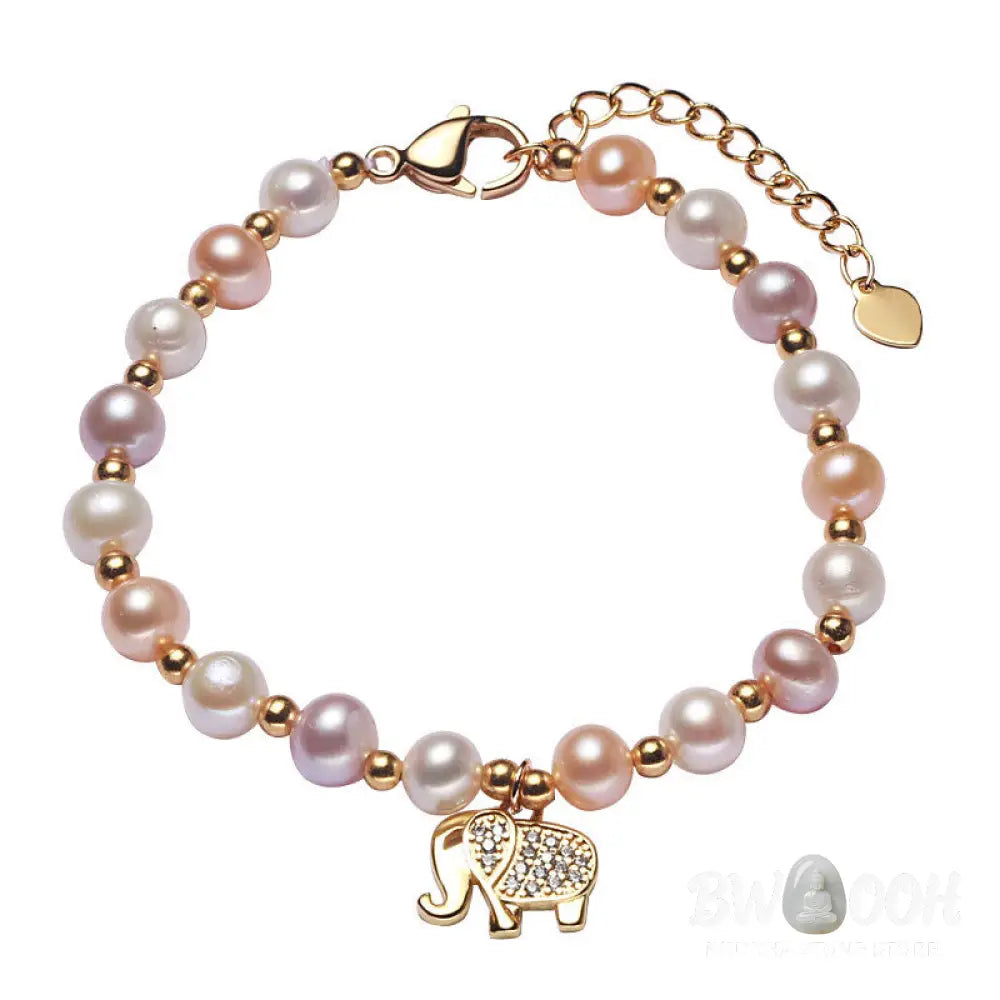 BWOOOH 18K Gold Plated Pearl Elephant Zircon Charm Sincerity Bracelet | spiritual healing bracelet