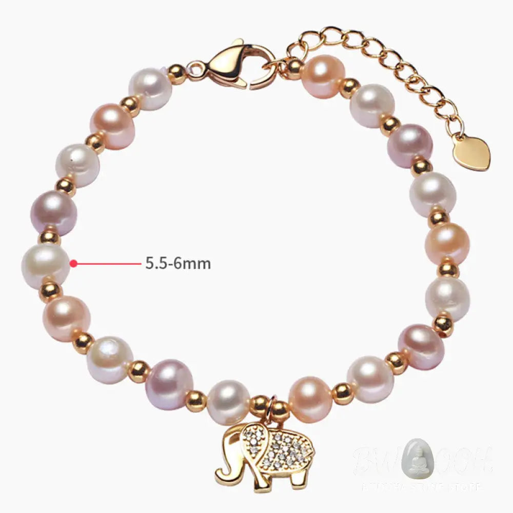 BWOOOH 18K Gold Plated Pearl Elephant Zircon Charm Sincerity Bracelet | spiritual healing bracelet