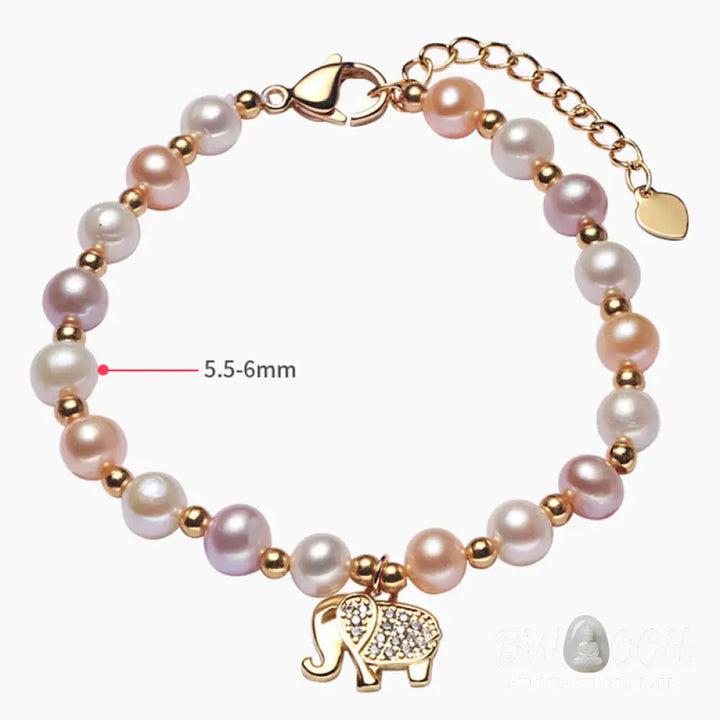BWOOOH 18K Gold Plated Pearl Elephant Zircon Charm Sincerity Bracelet | spiritual healing bracelet