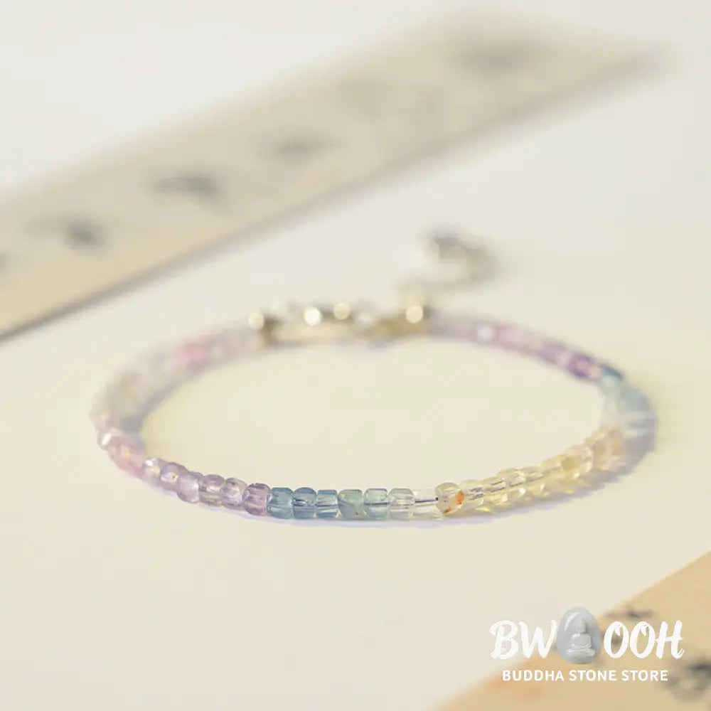Buddha Stones 2.5mm Fluorite Ultra-thin Beads 14k Gold Plated Copper Heart Power Bracelet - BWOOOH - 2.5mm