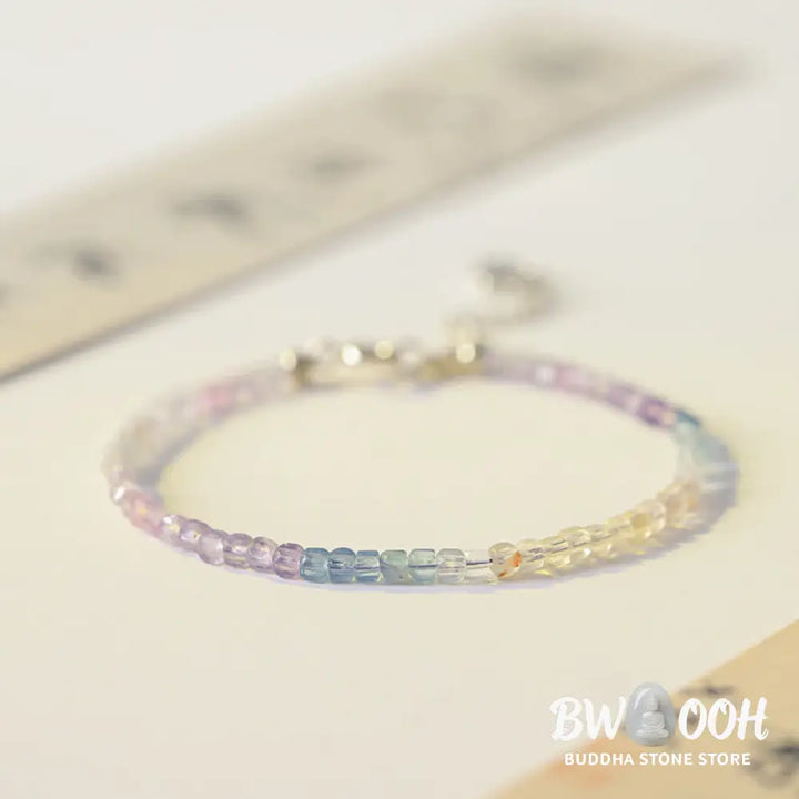 Buddha Stones 2.5mm Fluorite Ultra-thin Beads 14k Gold Plated Copper Heart Power Bracelet - BWOOOH - 2.5mm