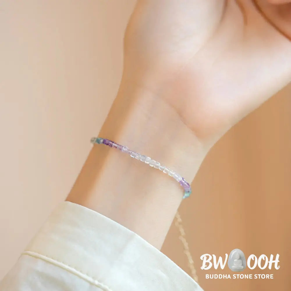 Buddha Stones 2.5mm Fluorite Ultra-thin Beads 14k Gold Plated Copper Heart Power Bracelet - BWOOOH - 2.5mm