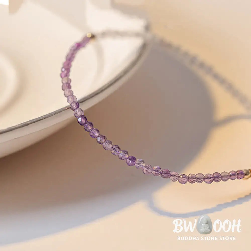 Buddha Stones 2.5mm Natural Amethyst Ultra-thin Beads 14k Gold Plated Copper Inner Peace Bracelet - BWOOOH - Bracelet