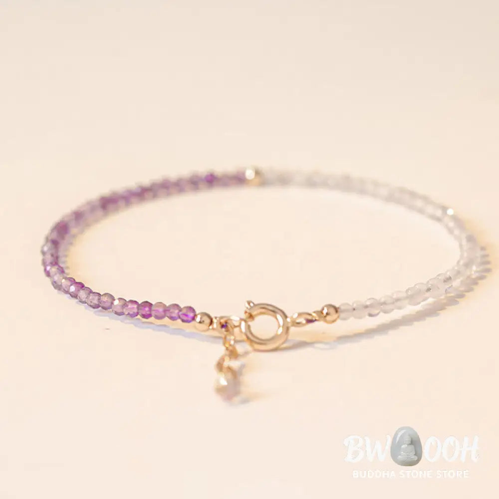 Buddha Stones 2.5mm Natural Amethyst Ultra-thin Beads 14k Gold Plated Copper Inner Peace Bracelet - BWOOOH - Bracelet