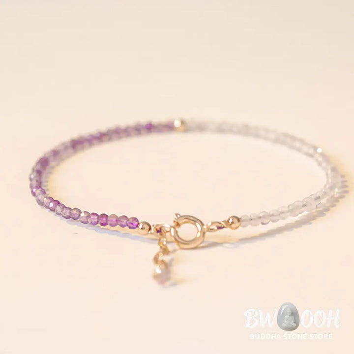 Buddha Stones 2.5mm Natural Amethyst Ultra-thin Beads 14k Gold Plated Copper Inner Peace Bracelet - BWOOOH - Bracelet