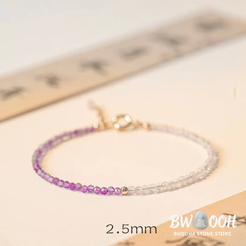 Buddha Stones 2.5mm Natural Amethyst Ultra-thin Beads 14k Gold Plated Copper Inner Peace Bracelet - BWOOOH - Bracelet