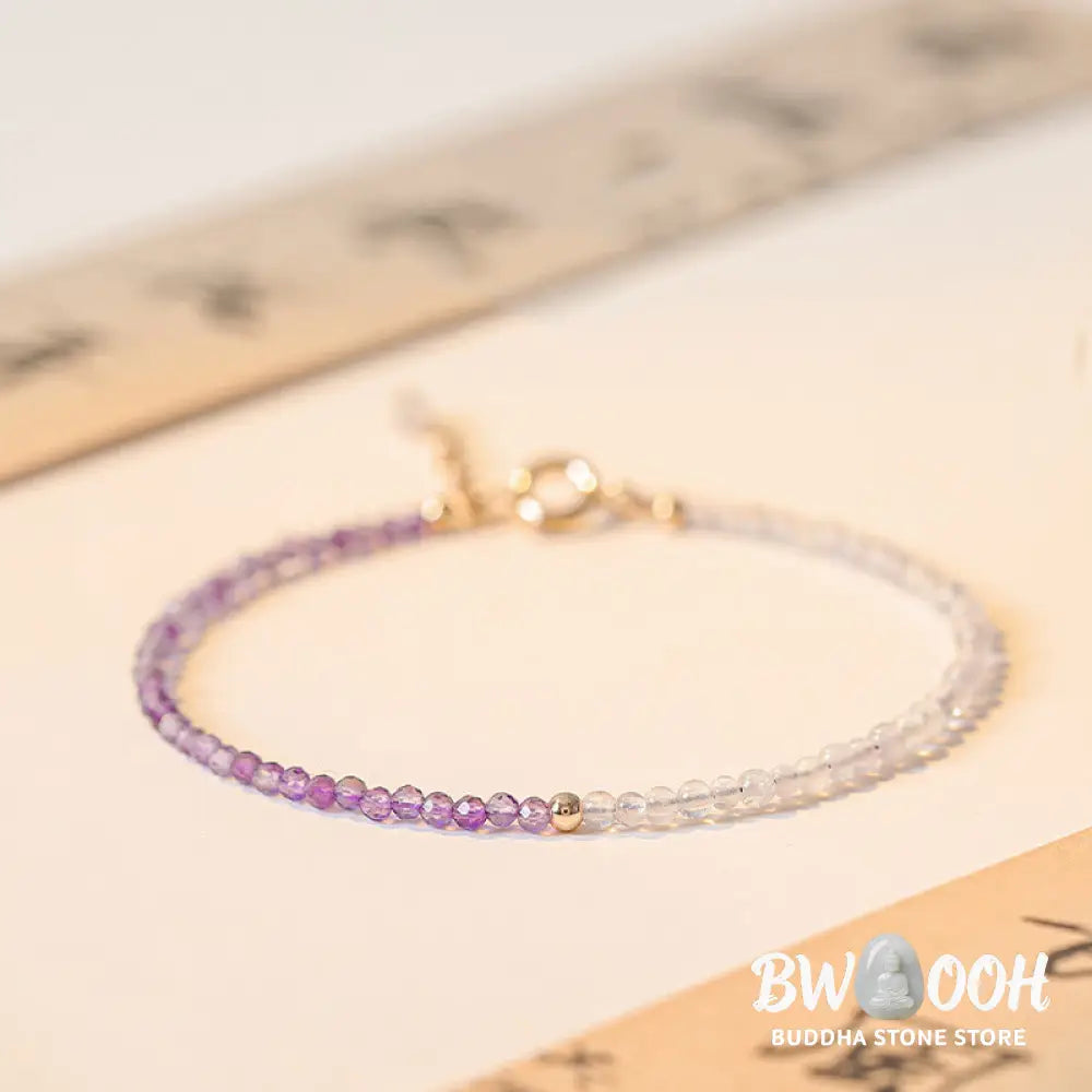 Buddha Stones 2.5mm Natural Amethyst Ultra-thin Beads 14k Gold Plated Copper Inner Peace Bracelet - BWOOOH - Bracelet