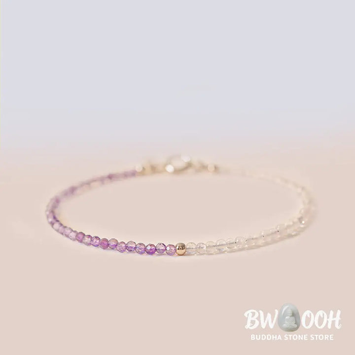 Buddha Stones 2.5mm Natural Amethyst Ultra-thin Beads 14k Gold Plated Copper Inner Peace Bracelet - BWOOOH - Bracelet