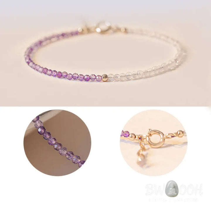 Buddha Stones 2.5mm Natural Amethyst Ultra-thin Beads 14k Gold Plated Copper Inner Peace Bracelet - BWOOOH - Bracelet
