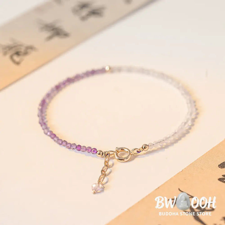 Buddha Stones 2.5mm Natural Amethyst Ultra-thin Beads 14k Gold Plated Copper Inner Peace Bracelet - BWOOOH - Bracelet