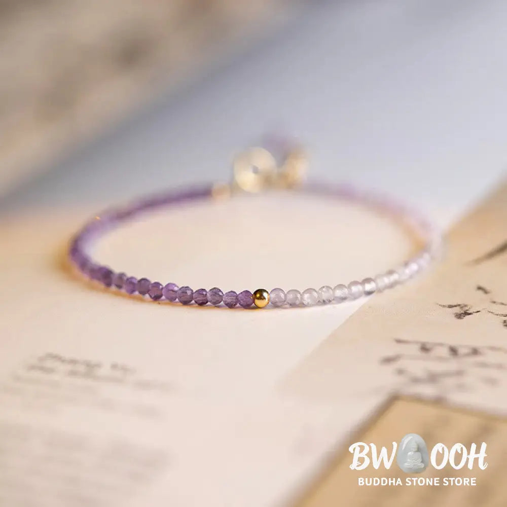 Buddha Stones 2.5mm Natural Amethyst Ultra-thin Beads 14k Gold Plated Copper Inner Peace Bracelet - BWOOOH - Bracelet