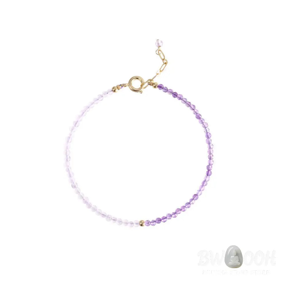 Buddha Stones 2.5mm Natural Amethyst Ultra-thin Beads 14k Gold Plated Copper Inner Peace Bracelet - BWOOOH - Bracelet