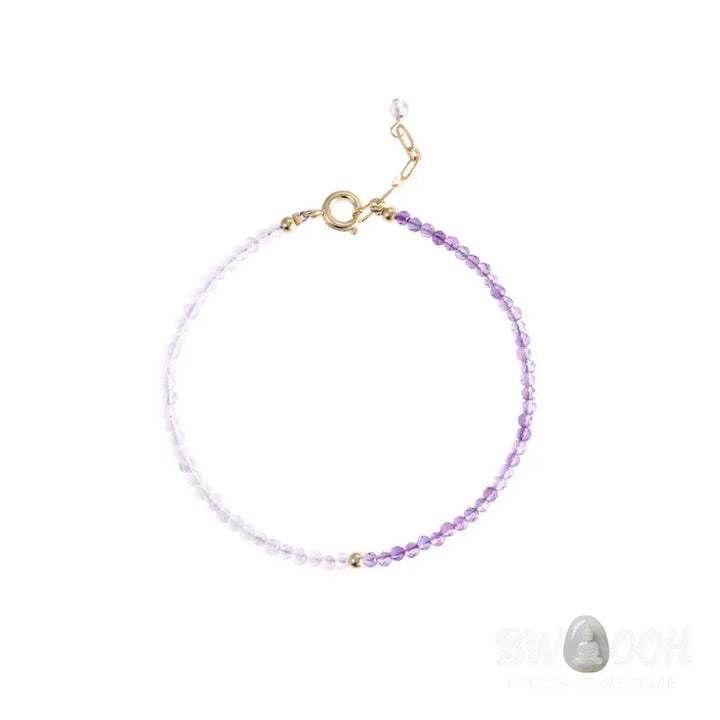 Buddha Stones 2.5mm Natural Amethyst Ultra-thin Beads 14k Gold Plated Copper Inner Peace Bracelet - BWOOOH - Bracelet