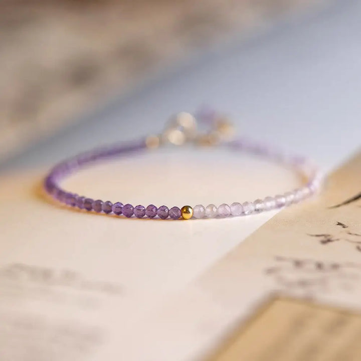 Buddha Stones 2.5mm Natural Amethyst Ultra-thin Beads 14k Gold Plated Copper Inner Peace Bracelet - BWOOOH - 2.5mm