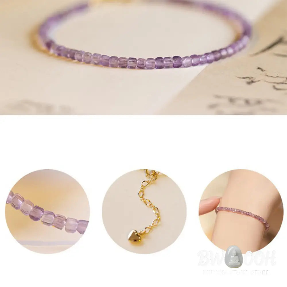 Buddha Stones 2.5mm Natural Amethyst Ultra-thin Beads 14k Gold Plated Copper Inner Peace Bracelet - BWOOOH - 2.5mm