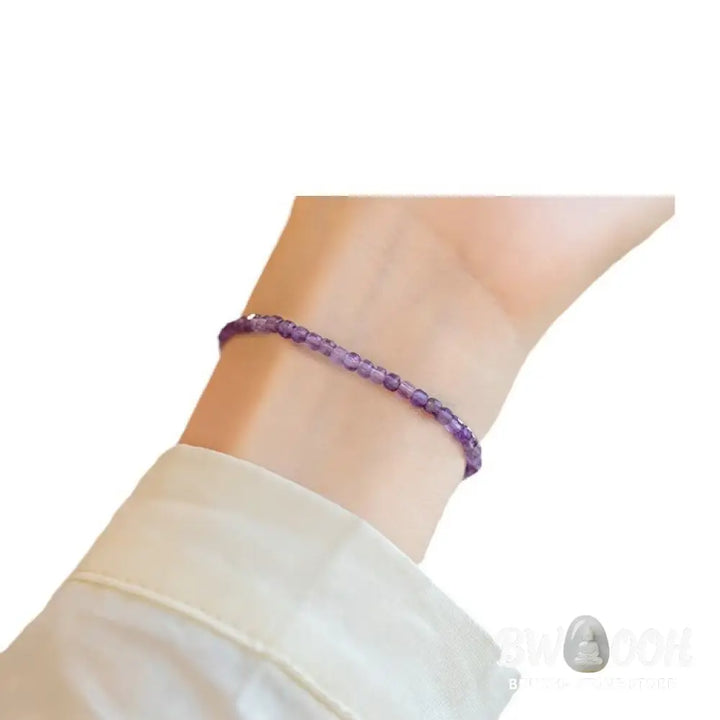 Buddha Stones 2.5mm Natural Amethyst Ultra-thin Beads 14k Gold Plated Copper Inner Peace Bracelet - BWOOOH - 2.5mm