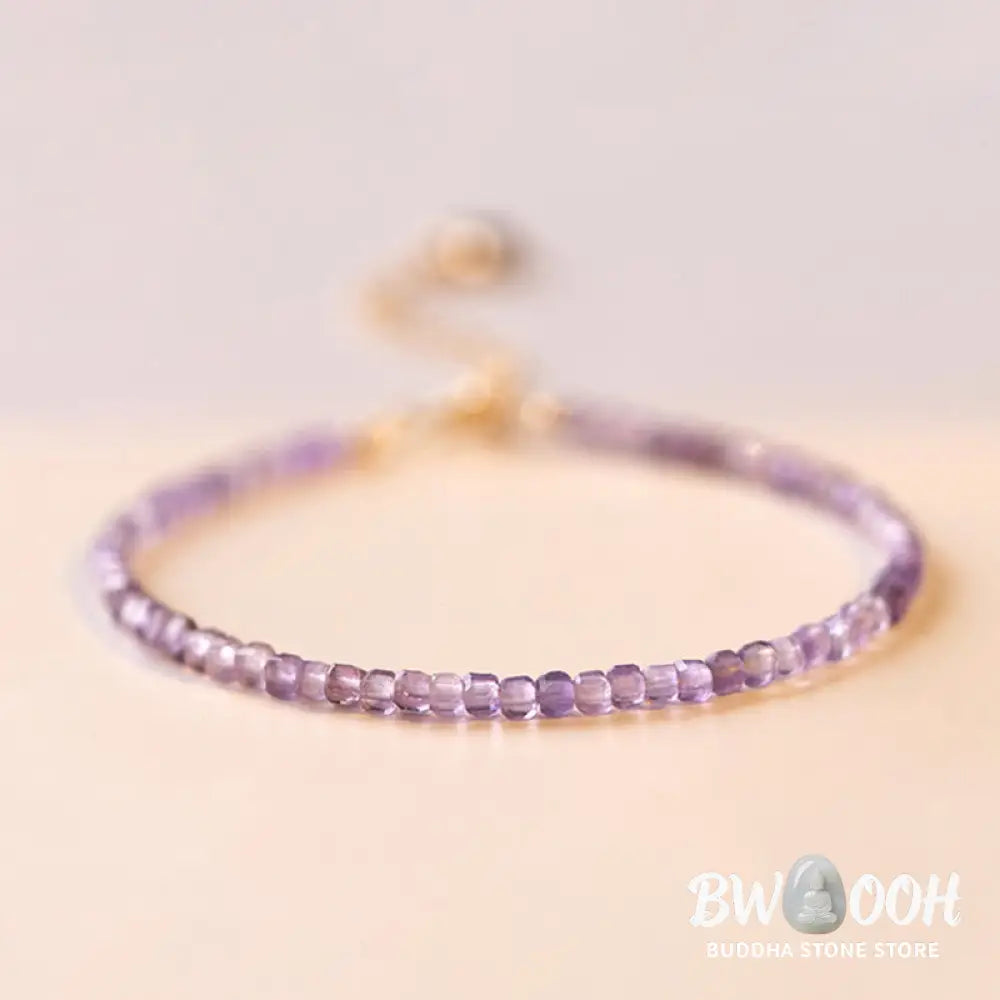Buddha Stones 2.5mm Natural Amethyst Ultra-thin Beads 14k Gold Plated Copper Inner Peace Bracelet - BWOOOH - 2.5mm