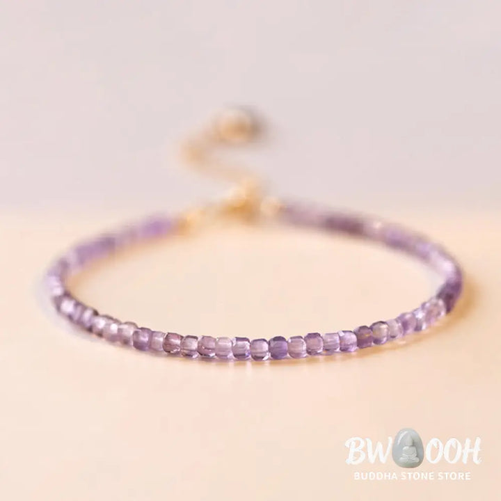 Buddha Stones 2.5mm Natural Amethyst Ultra-thin Beads 14k Gold Plated Copper Inner Peace Bracelet - BWOOOH - 2.5mm