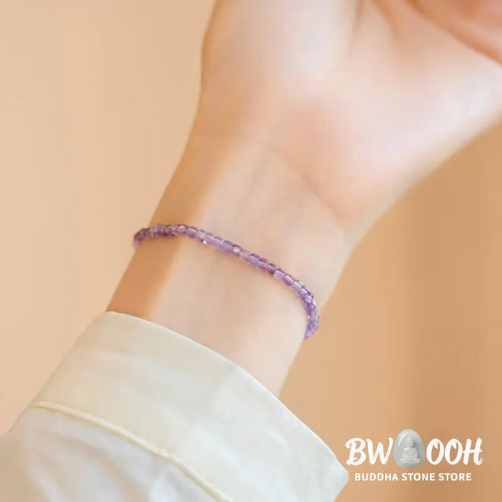 Buddha Stones 2.5mm Natural Amethyst Ultra-thin Beads 14k Gold Plated Copper Inner Peace Bracelet - BWOOOH - 2.5mm