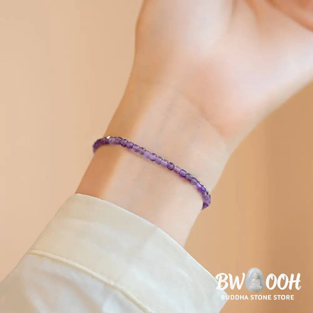 Buddha Stones 2.5mm Natural Amethyst Ultra-thin Beads 14k Gold Plated Copper Inner Peace Bracelet - BWOOOH - 2.5mm