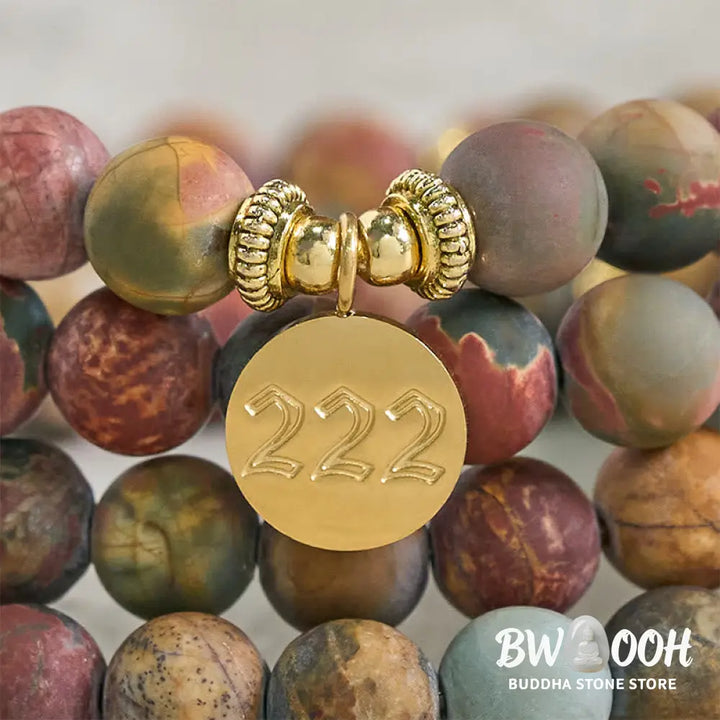 Buddha Stones 222 Angel Number 108 Mala Beads Picasso Jasper Stone Energy Mala - 222 - Mala