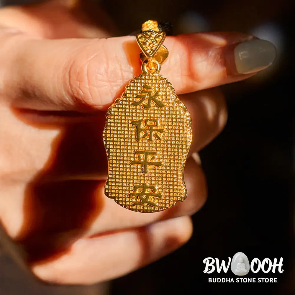 Buddha Stones 24k Gold Plated Brass Buddha Symbol Braided Cord Serenity Necklace Pendant - BWOOOH - Necklaces &amp; Pendants