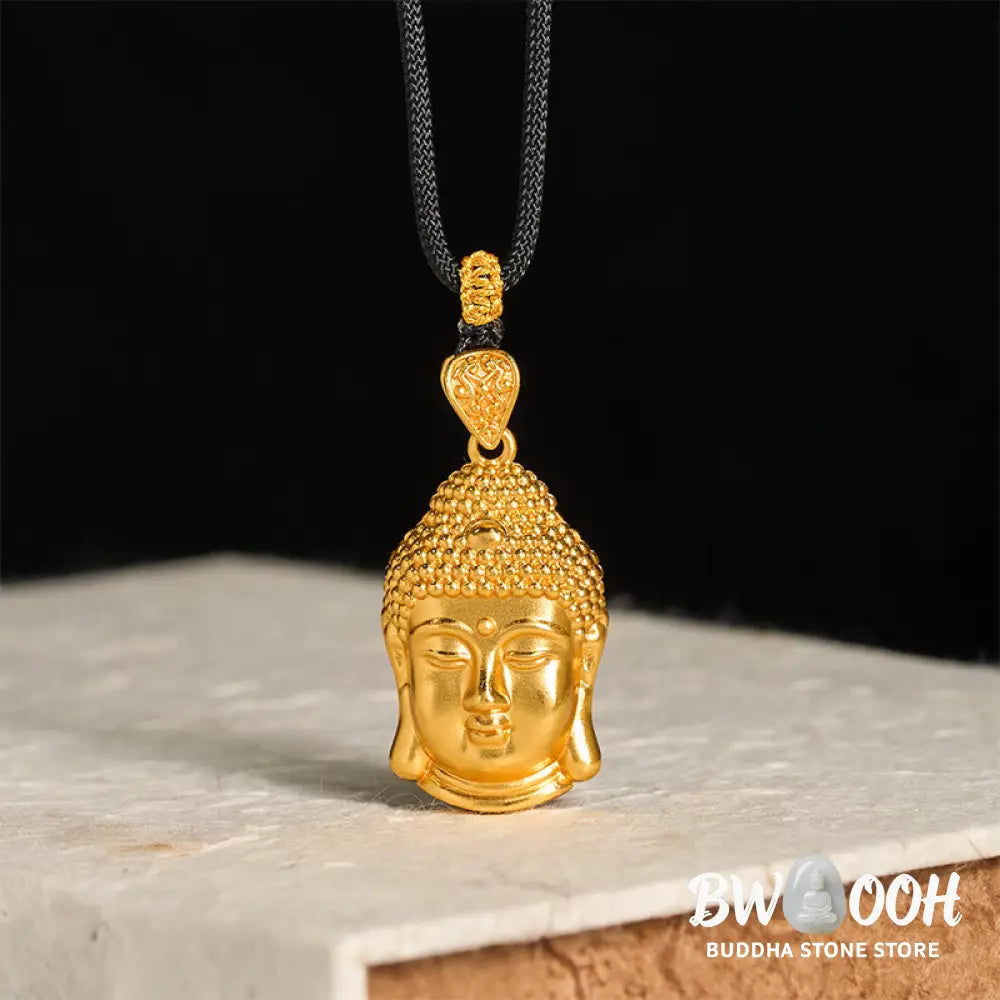 Buddha Stones 24k Gold Plated Brass Buddha Symbol Braided Cord Serenity Necklace Pendant - BWOOOH - Necklaces & Pendants