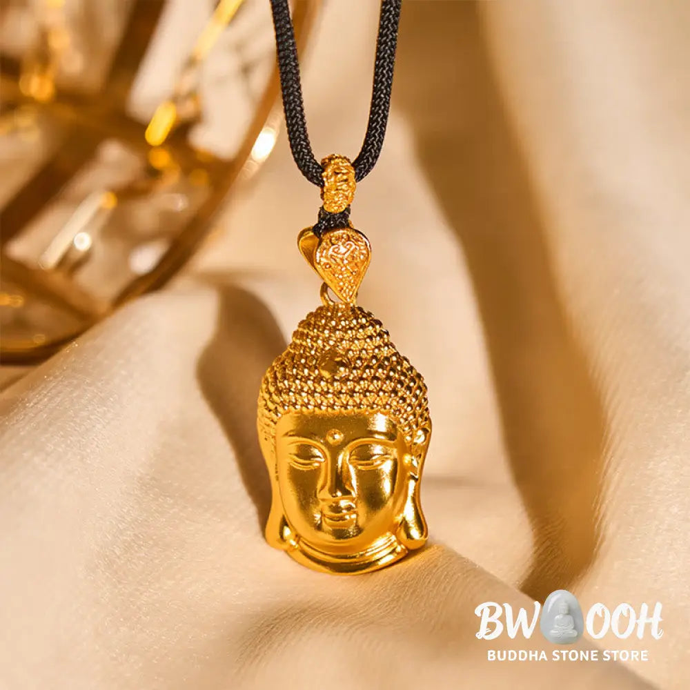 Buddha Stones 24k Gold Plated Brass Buddha Symbol Braided Cord Serenity Necklace Pendant - BWOOOH - Necklaces &amp; Pendants