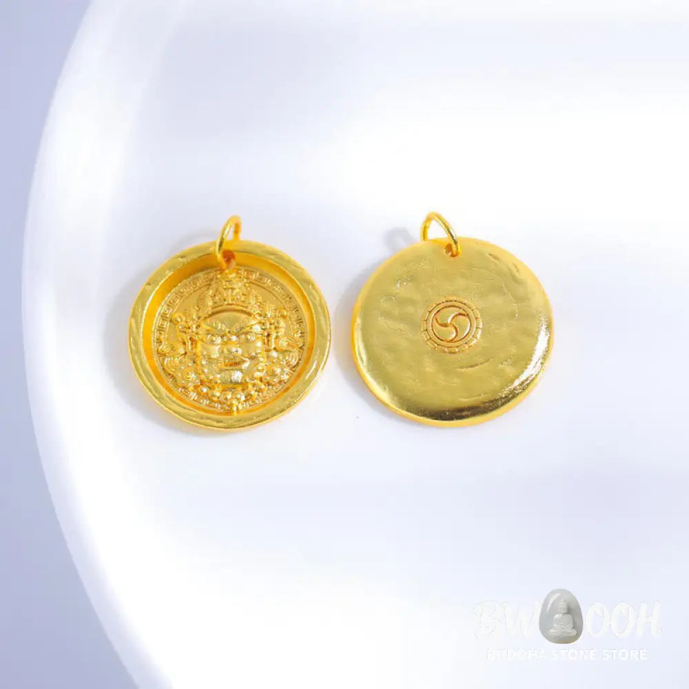 Buddha Stones 24k Gold Plated Brass Yellow Jambhala Prosperity Protection Chain Pendant Necklace - BWOOOH - Yellow