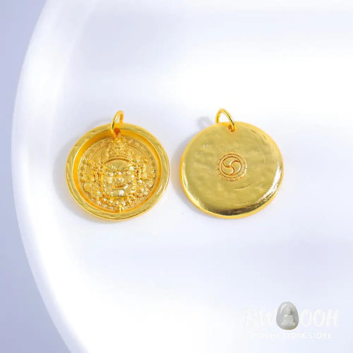 Buddha Stones 24k Gold Plated Brass Yellow Jambhala Prosperity Protection Chain Pendant Necklace - BWOOOH - Yellow