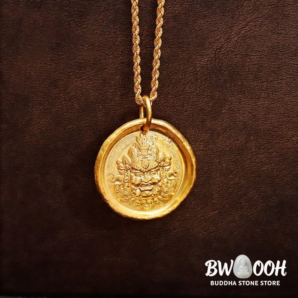 Buddha Stones 24k Gold Plated Brass Yellow Jambhala Prosperity Protection Chain Pendant Necklace - BWOOOH - Yellow