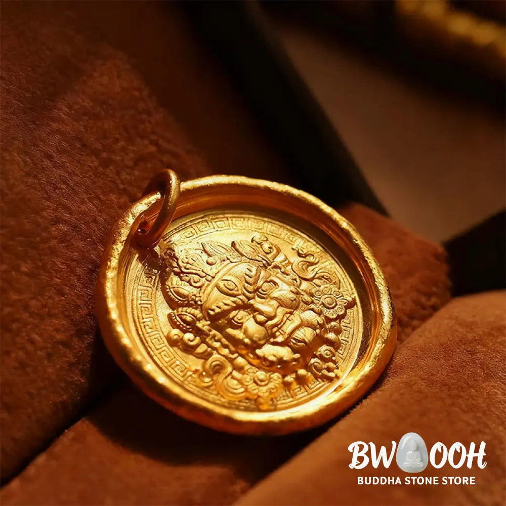 Buddha Stones 24k Gold Plated Brass Yellow Jambhala Prosperity Protection Chain Pendant Necklace - BWOOOH - Yellow