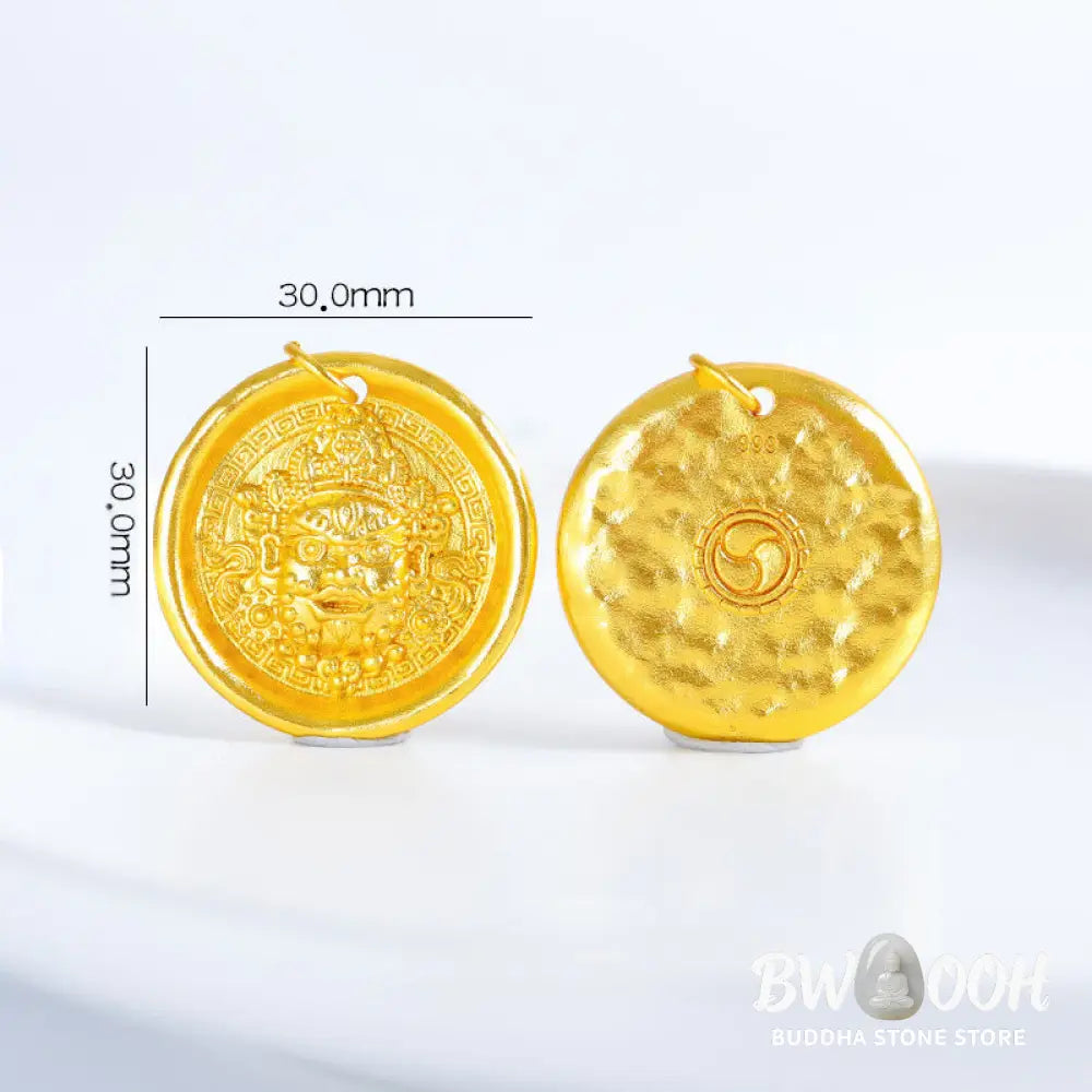 Buddha Stones 24k Gold Plated Brass Yellow Jambhala Prosperity Protection Chain Pendant Necklace - BWOOOH - Yellow