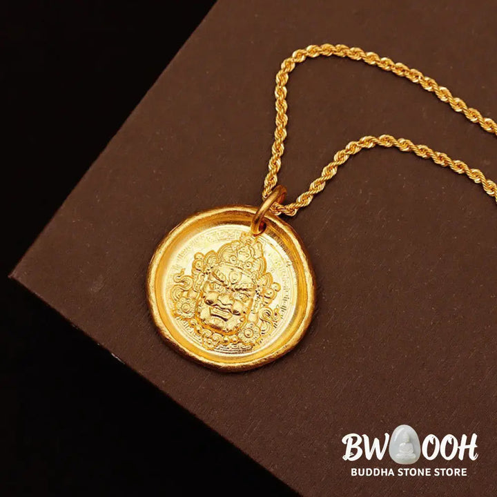 Buddha Stones 24k Gold Plated Brass Yellow Jambhala Prosperity Protection Chain Pendant Necklace - BWOOOH - Yellow