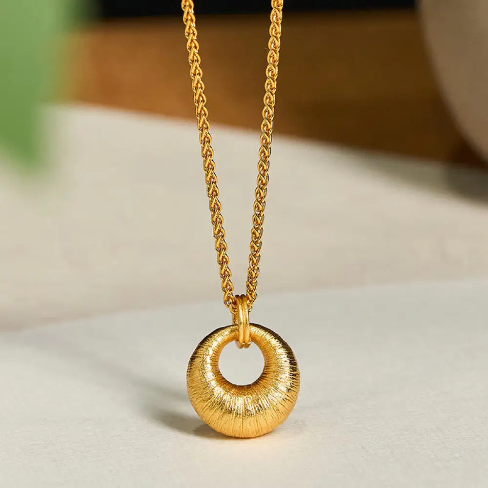 BWOOOH 24k gold plated copper peace buckle pendant