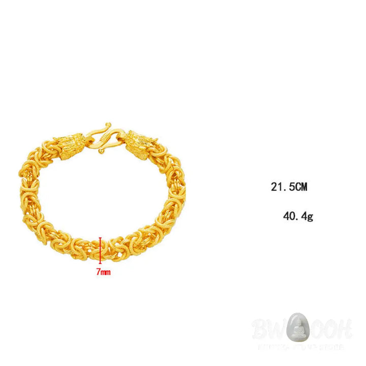 Buddha Stones 24k Gold Plated Double Headed Dragon Protection Bracelet - BWOOOH - Dragon(Luck♥Strength) - Bracelet