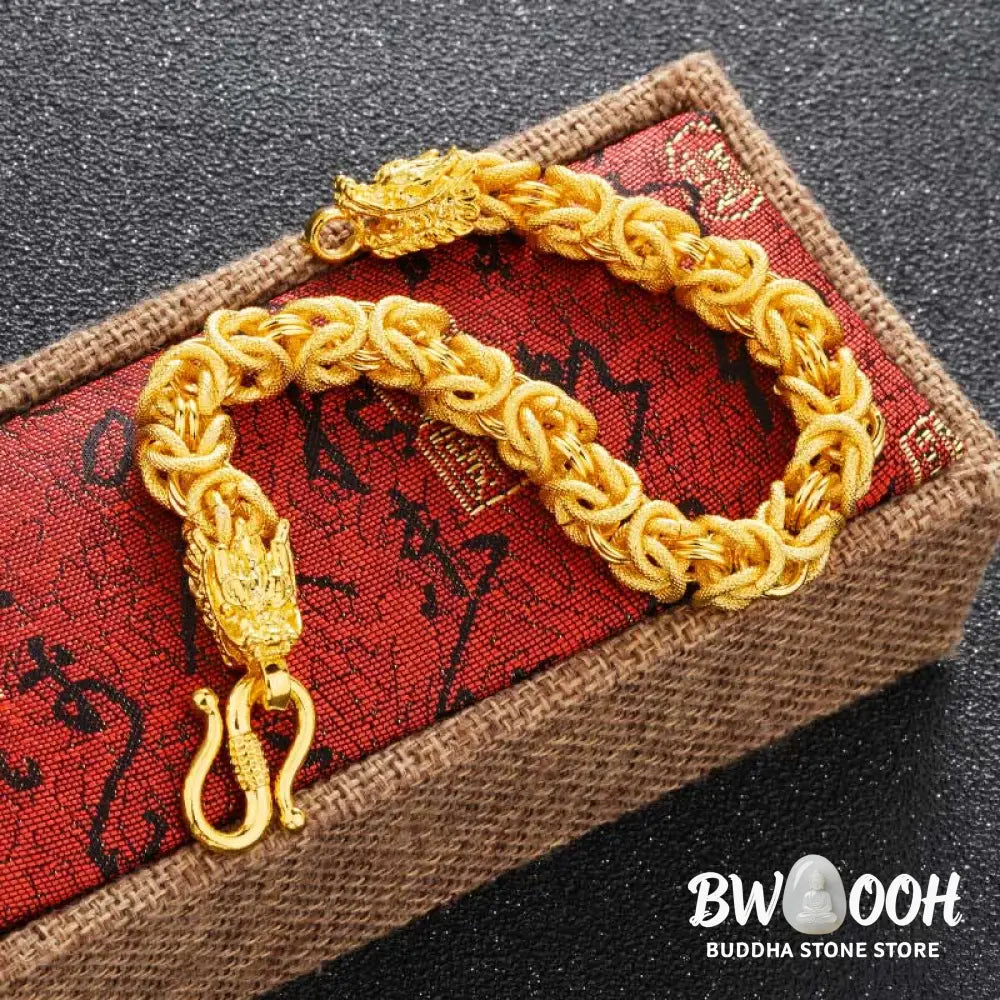 Buddha Stones 24k Gold Plated Double Headed Dragon Protection Bracelet - BWOOOH - Dragon(Luck♥Strength) - Bracelet