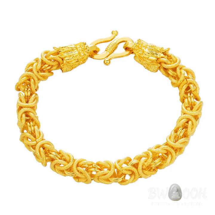 Buddha Stones 24k Gold Plated Double Headed Dragon Protection Bracelet - BWOOOH - Dragon(Luck♥Strength) - Bracelet