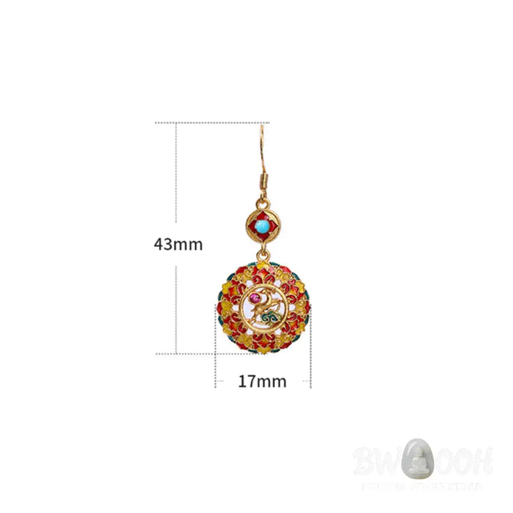 Buddha Stones 24K Gold Plated Dunhuang Color Elk Copper Balance Drop Earrings - Dunhuang Color - Earrings